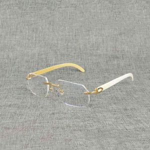 Designer solglasögon naturligt trä kvadrat klart buffel horn oversize rimless glasögon ram för män läser optiska ovala oculos glasögon 9dlr