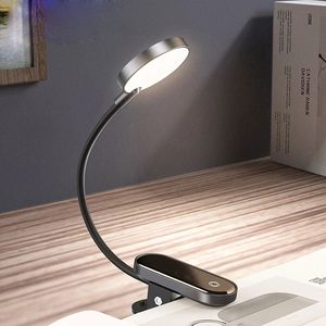 LED-Clip-Tischlampe, stufenlos dimmbar, kabellose Schreibtischlampe, Touch-USB-wiederaufladbare Leselampe, LED-Nachtlicht, Laptop-Lampe