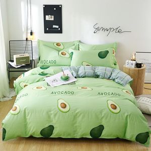 3/4 st Green Avocado Printed Pure Bomull Sängkläder Set Bed Set Quilt Cover Bed Lakan Singel Double Queen King Size Bedding Set C0223