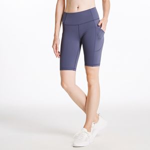 Yoga kör kort snabb torr fitness shorts med fickor som kör cyklingshorts andningsbara sport leggings höga midja sommarträning shorts