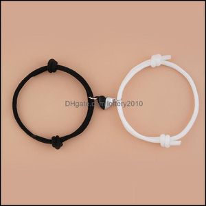 Link Jewelrylink Chain Romantic 2Pcs/Set Yin Yang Heart Magnetic Couple Bracelets Men Women Classic Black White Paired Lovers Jewelry Adju