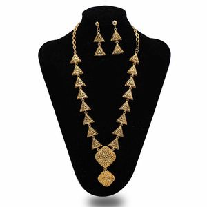 Ohrringe Halskette Indien Hochzeit Schmuck Sets Für Frauen Mama Gold Farbe Äthiopisch Anhänger Halsketten Mitte Ost Arabische Braut Ornamente
