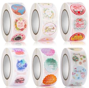 Background Flower Thank you Seal Sticker Colorful 2.5cm Size Label Sticker Adhesive Tags Stickers for Festival SN6276