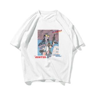 Japonya Tarzı Baskı Hip Hop Boy Çift T Gömlek Erkekler Streetwear Harajuku Tshirt Kısa Kollu Pamuk Gevşek Hiphop T-shirt Temel 210603