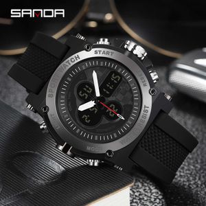 Sanda New Outdoor мужские часы спортивные военные часы для мужчин наручные часы кварцевые электронные двойные дисплеи Relogio Masculino 3107 G1022