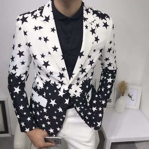 Blazer slim fit con stampa stelle di lusso Marca Mens Club Dress Smoking dello sposo Mens Blazer da cerimonia formale da uomo Costume Homme