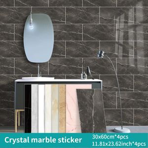Wall Stickers Black Marble Tile Sticker Bathroom Kitchen Living Room Transfer Waterproof And Oilproof Backsplash Self-adhesive 11.8x23.6