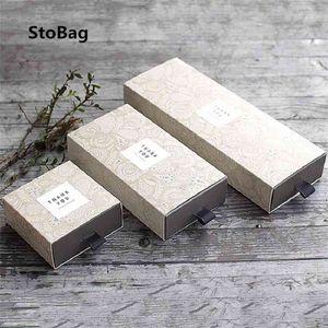StoBag 10pcs Green/Yellow Folding Pulling Tea Biscuits Chocolate Packaging Boxes Party Birthday Wedding Favor Handmade Soap Box 210724