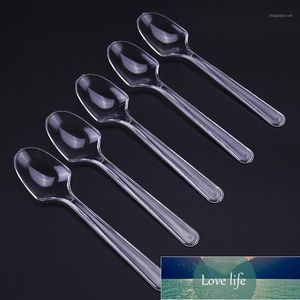 Disposable Servicesware 100PC / Väska Transparent Sked Plast PP Ice Cream Kaffe Stirring för Kök1 Fabrikspris Expert Design Kvalitet Senaste Style Original