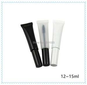 Lagringsflaskor Krukor 15ml Svart Vit Plast Mjukt slangrör för mascara Tomt Klar Matt Portable Squeezable Eyelash Cream Container