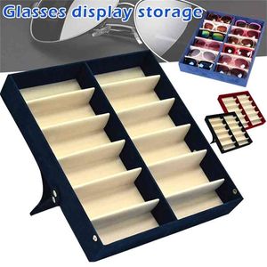 Thick Foldable Glasses Display Case 12 Pairs Sunglasses Storage Box Organizador Rangement Cajas De Almacenamiento 210922