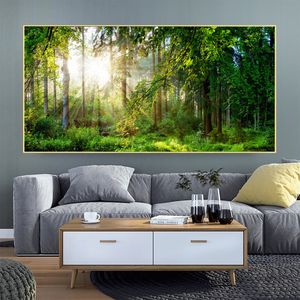 Zielone Drzewo Malowanie Na Płótnie Krajobraz Plakaty I Wydruki Wall Art do salonu Zdjęcia HD Duży rozmiar Sunshine Home Decor