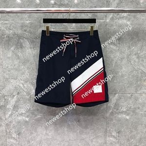 Moda 2021 TB Thom Marka Casual Mężczyźni Letnie Spodnie Sportowe Luźne Patchworku Paski Boarded Jogger Track Shorts