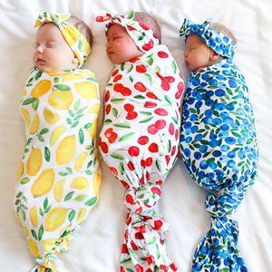 toddler infants Fruits Print Sleeping Bag with Headband Newborn Baby Wrap Swaddle Blanket M3592