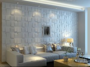 Art3d 50x50cm White Architectural 3D Wall Panels Textured Design Soundproof for Living Room Bedroom (Pack of 12 Tiles)