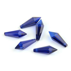 100 Stück 38 mm Glas-Eiszapfen-Prisma zum Aufhängen, dunkelblaue Farbe, Kristall-Kronleuchter, Tropfen, Hochzeit/Heimdekoration