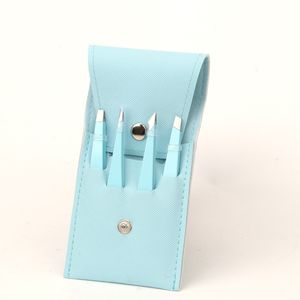 Wimpernzange, 4 Stück/Set, Multifunktionspinzette, Wimpernapplikator mit Ledertasche, Wimpernverlängerungszange, Hilfsclip, Klemme, Make-up-Werkzeuge, Rosa