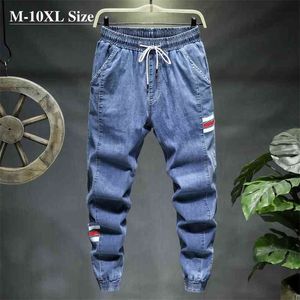 Plus Storlek 7XL 8XL 9XL 10XL Mäns Jeans Fashion Casual Jogger Harem Denim Byxor 3 Färger Hip Hop Splice Slim Male Trousers 210716