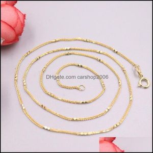 Kolyeler kolyeler mücevherfin saf Au750 18kt sarı altın zincir 1mmw kadın buğday bağlantısı boncuk kolye 16.5 inç 1.8-2g zincirler Damla Teslimat