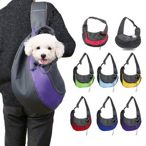 Bolsa de ombro transportadora para animais de estimação, malha respirável frontal confortável, bolsa mensageiro portátil para viagem, produtos para animais de estimação para cães e gatos wh0096