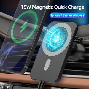 15W磁気マウントスタンドiPhone 12 Pro Max Magsafing車の電話ホルダーQI高速充電ワイヤレス充電器
