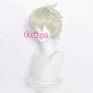 Genshin Impact Cosplay Bennett Curto 30 cm peruca cinza ouro anime s resistente ao calor sintético s halloween y0913