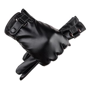 Fingerless Gloves Solid Windproof Genuine Leather Male Sheepskin Winter Fashion Thick Thermal For
