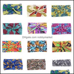 Headbands Hair Smycken Afrikanskt Utskrift Brett Brim Headband Knot Aessories Kvinnor Bohemian Style Drop Leverans 2021 Kilg6