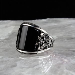 Wholesale onyx stone rings resale online - 925 Sterling Silver Ring for Men Black Onyx Natural Stone Jewelry fashion vintage Gift Zircon Aqeq Mens Rings All Size