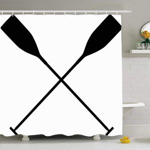 Shower Curtains Curtain Set With Hooks 60x72 Real Sports Paddles Paddle Canoeing Black Oar Silhouette Boating People Kayak Recreation
