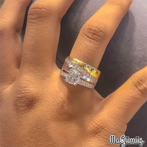 ゴールドモデルの婚約の結婚指輪925スターリングシルバー211217