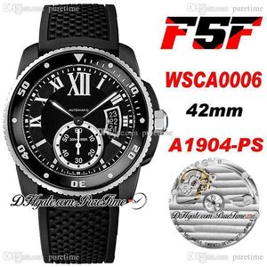 F5F Drive WSCA0006 1904-PS MC Automatic Mens Watch Två Tone PVD Stål Svart Ring Vit Roman Markörer Gummiband 2021 42mm Super Edition Klockor Puretime DE5