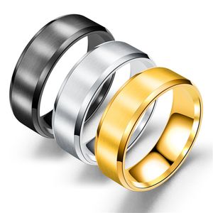 9Pcs Simple Personality Stainless Steel Band Rings 8mm For Men's Birthday Party Gift
