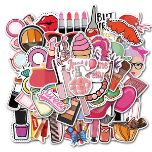 50Pcs-Pack Girls Beauty Cosmetics Vinyl Sticker Waterproof Stickers for Water Bottle Laptop Planner Scrapbook Phone Mac Wardrobe Wall Case Box Organizer Decal