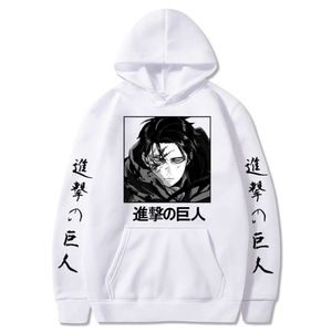 Attack on Titan Anime Felpe con cappuccio Levi Ackerman Spring Hooded Swearshirts Donna Uomo Unisex Casual Pullover allentati Abbigliamento Harajuku Y0816