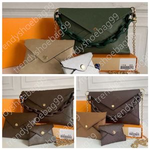 Fashion Women Clutch Bags 3 Piece Set Chain Shoulder Bag Lady Handbag Purse Wallet With Box