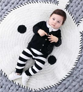 Bebek Erkek Örgü Pantolon Bebek Şerit Pantolon Erkek Doğan Sonbahar Toddler Baskılı Hayvan Desen Legging 6-24 Ay 210615