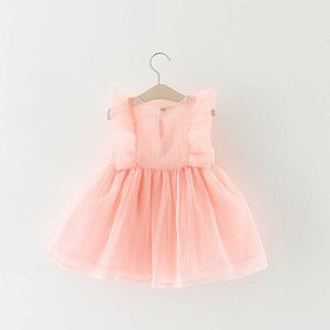 Desgaste de verão 0-4 anos de idade bebê menina top-grade elegante manga mosca Princesa Voile Boutique Vestido Q0716