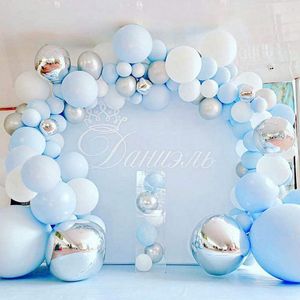 141Pcs Blu Macaron Balloon Garland Arch Kit per la cerimonia nuziale Baby Shower Boy Girl Kids 1st Birthday Party Decoration Air Globos