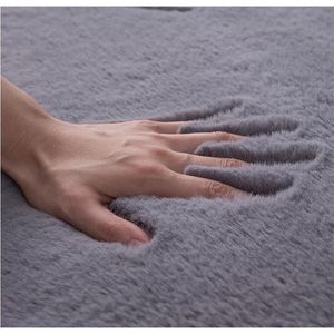 Imitation Rabbit Fur Carpet Modern living Room Soft Fluffy Plush Rugs Children's Bedroom Faux Mats Solid Color Gray 220301