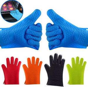 Slitstark silikonugn Kökshandske Värmebeständig Färgrik Matlagning BBQ Grill Glove Ugn Mitts Kök Gadgets Kök Tillbehör T500468