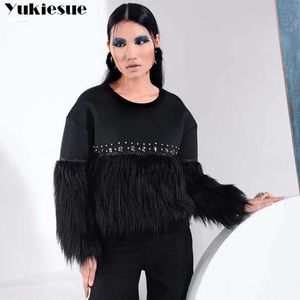 harajuku långärmad tröja för kvinnor vinter höst pullover streetwear med tofs damkläder 210608