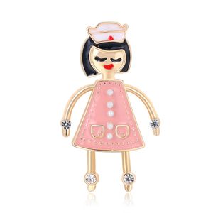 20 pcs Nurse Pin Gift Nurses Cute Pink Enamel Brooch Pearl Badge Women Medical Jewelry for Nursing Students