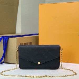 Chain Package Messenger Bags Envelope Purse Card Bag Genuine Leather Color Letters Printing Hasp High Quality Three Pic 996325