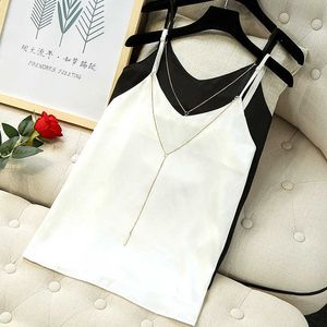 L-5XL High Quality Women's Sling Elegant Spring and Summer Female Bottoming Shirt Underwear Metal Chain Decorative Vest 210527