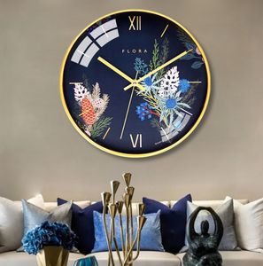 最新の壁掛け時計、フラワースタイルリビングルームミュート創造性、寝室の家のシンプルでモダンな非穴あき壁時計