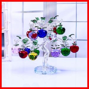 Chirstmas Tree Hangs Ornaments 30 40 50mm Crystal Glass Apple miniature Figurine Natale Home Decorations Figurines Crafts gifts C0220