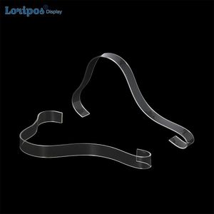 Ny ankomst Clear Acrylic Böjning Sko Display Stativ Stativ Kvinnors Sandaler Visar Hållare Girls Fashion High Heels Hanger 20pcs