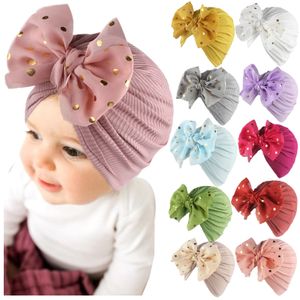 4PCS Children's three-dimensional babyS hatS kid hat newborn girl photography props spring and autumn turban baby prop big bow#G