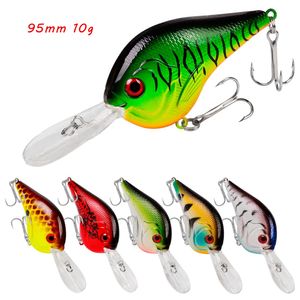 95mm 10g Crank Hook Hard Baits & Lures 6# Treble Hooks 10 Colors Mixed Plastic Fishing Gear 10 Pieces / Lot WHB-27
